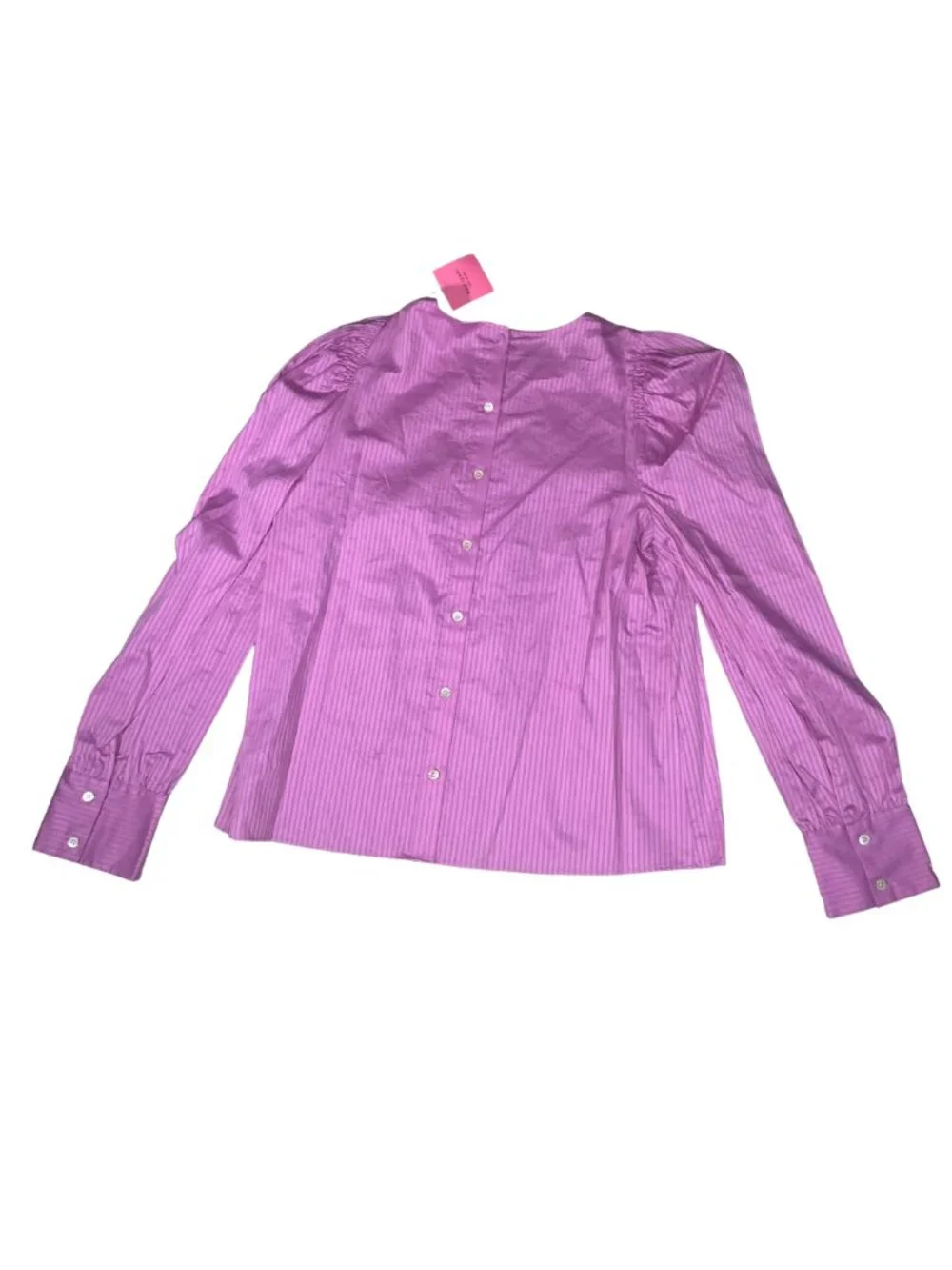 Kate Spade Cotton Puff Sleeve Striped Blouse in Purple - Size L - New with Tag